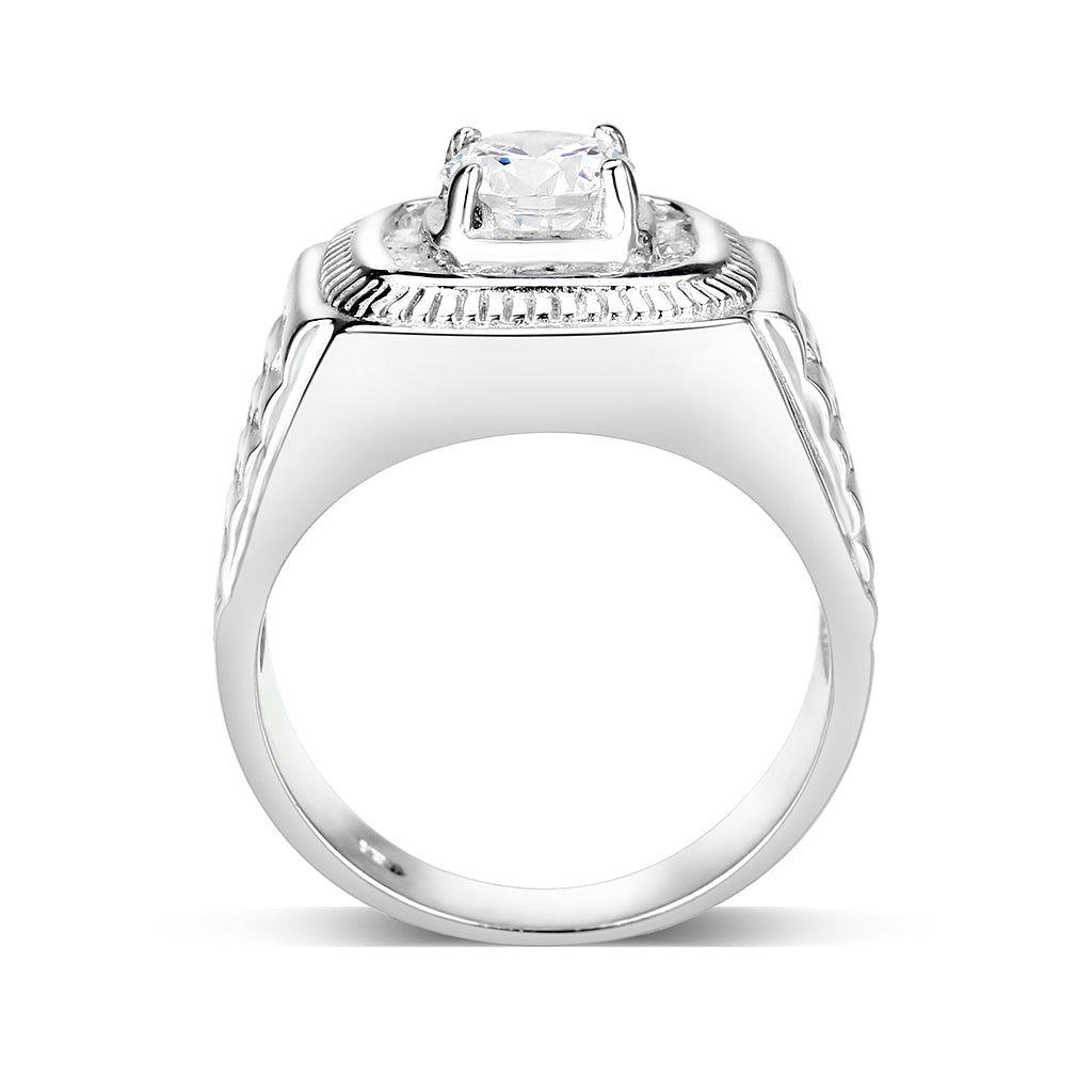 LO5S163- Sterling Silver   Ring with Clear CZ   High Polished(No Plated)-2
