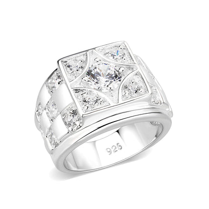LO5S164- Sterling Silver   Ring with Clear CZ   High Polished(No Plated)-0