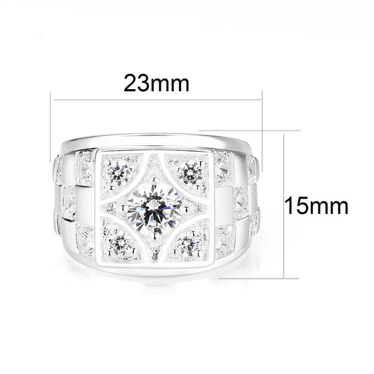 LO5S164- Sterling Silver   Ring with Clear CZ   High Polished(No Plated)-1