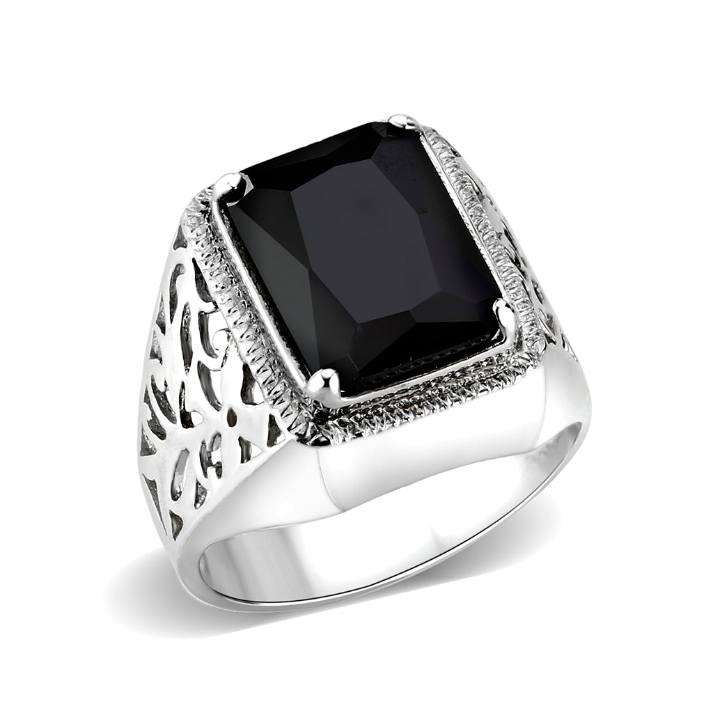 LO5S181- Sterling Silver   Ring with Onyx   High Polished(No Plated)-0