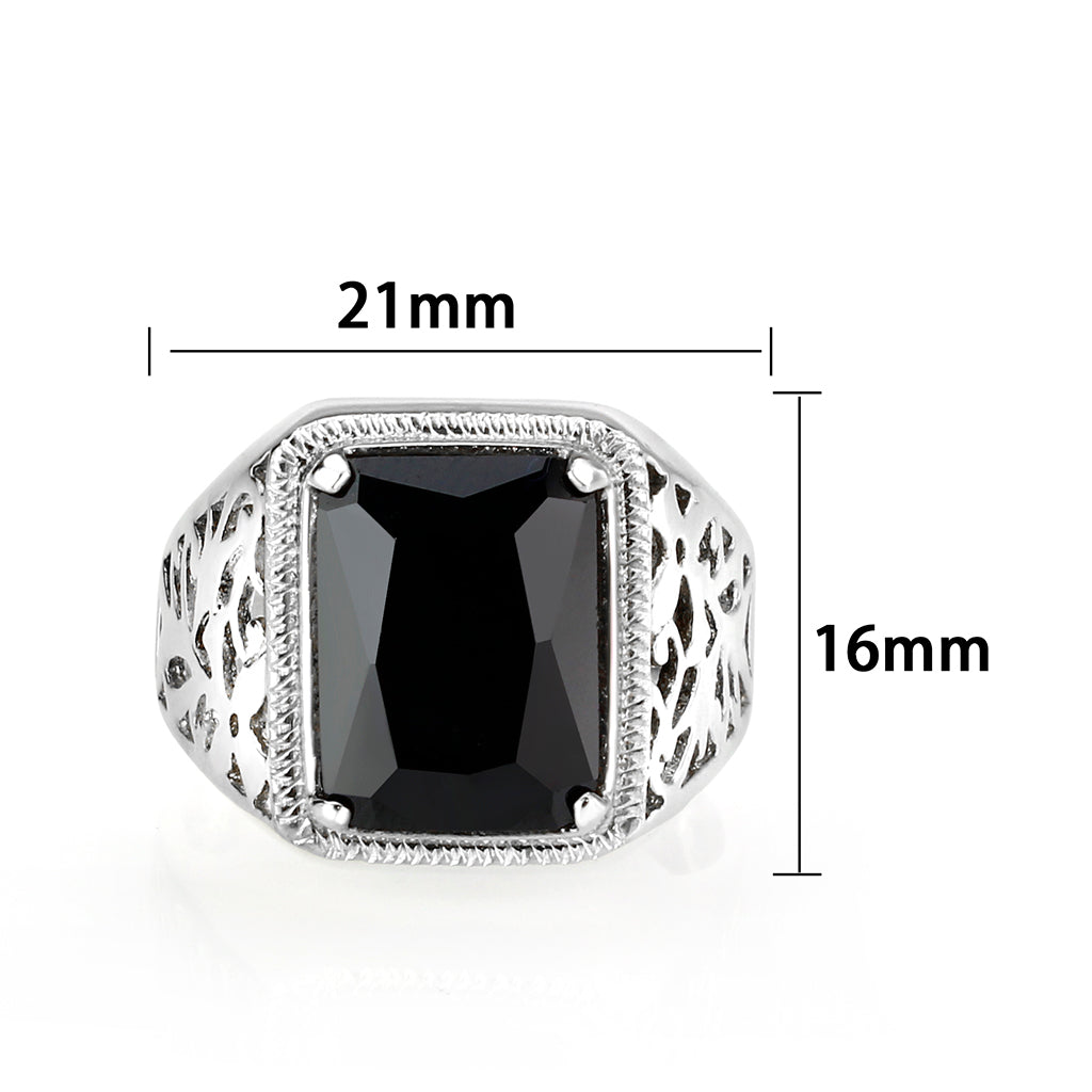 LO5S181- Sterling Silver   Ring with Onyx   High Polished(No Plated)-1
