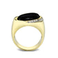 LO5M183-Ion Gold  Plated  Brass Ring with Black Onyx-2