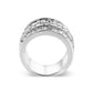 LO5W001 - Rhodium Brass Ring with Top Grade Crystal in Clear-2