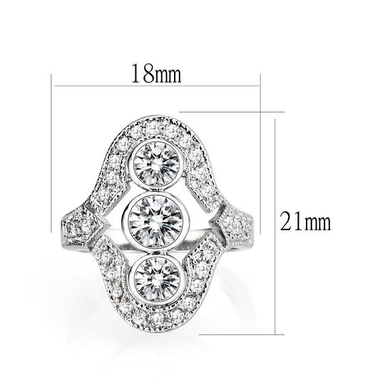 LO5W002 - Rhodium Brass Ring with CZ in Clear-1