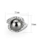 LO5W003 - Rhodium Brass Ring with Pearl In Black-1