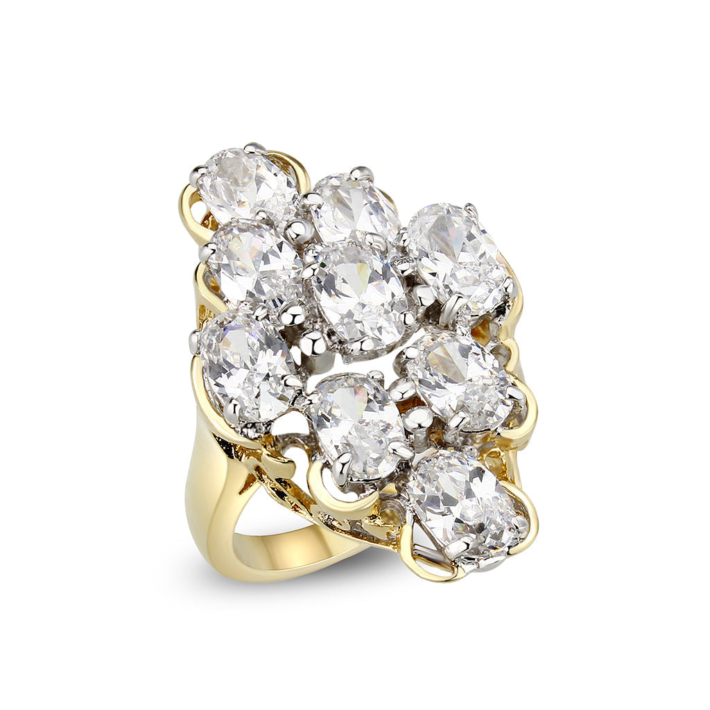 LO5W005- IP Gold Plated Ring with CZ In Clear-0