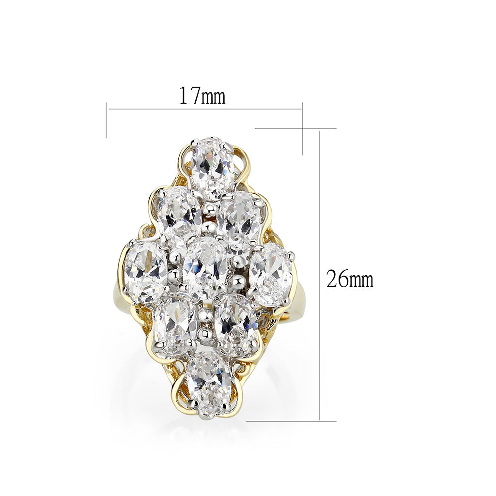 LO5W005- IP Gold Plated Ring with CZ In Clear-1