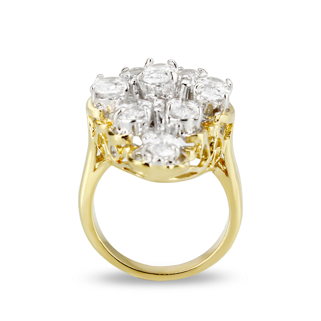 LO5W005- IP Gold Plated Ring with CZ In Clear-2
