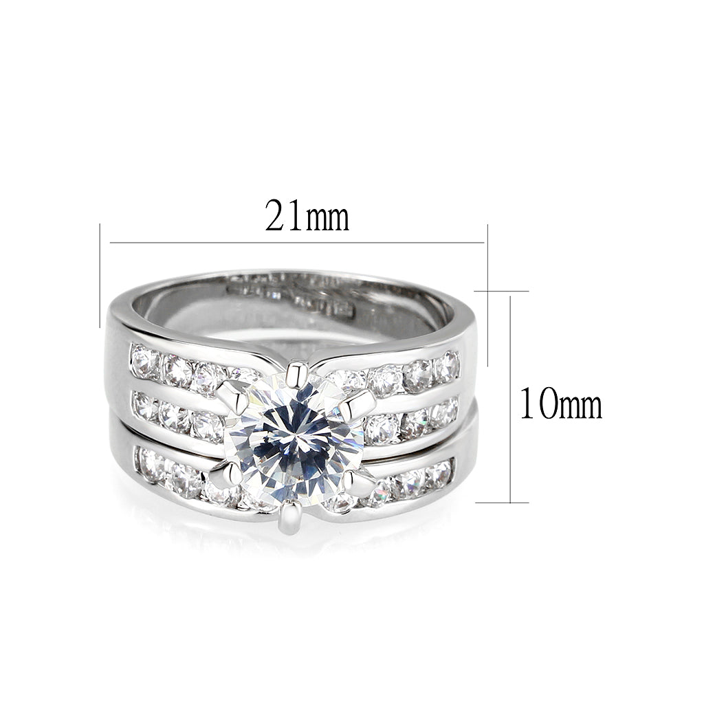 LO5W006- Rhodium Plated Ring with CZ In Clear-1