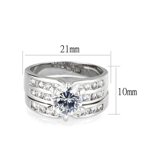 LO5W006- Rhodium Plated Ring with CZ In Clear-1