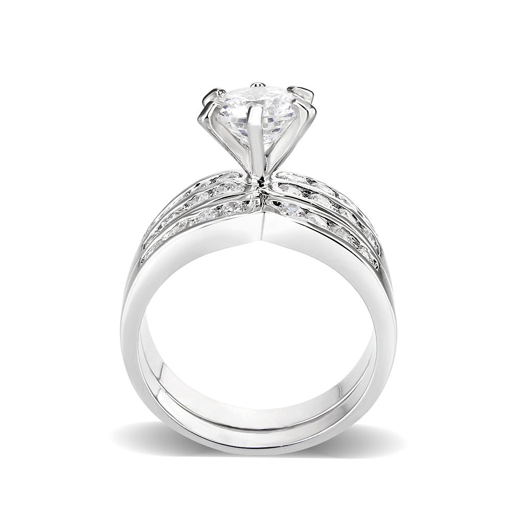 LO5W006- Rhodium Plated Ring with CZ In Clear-2