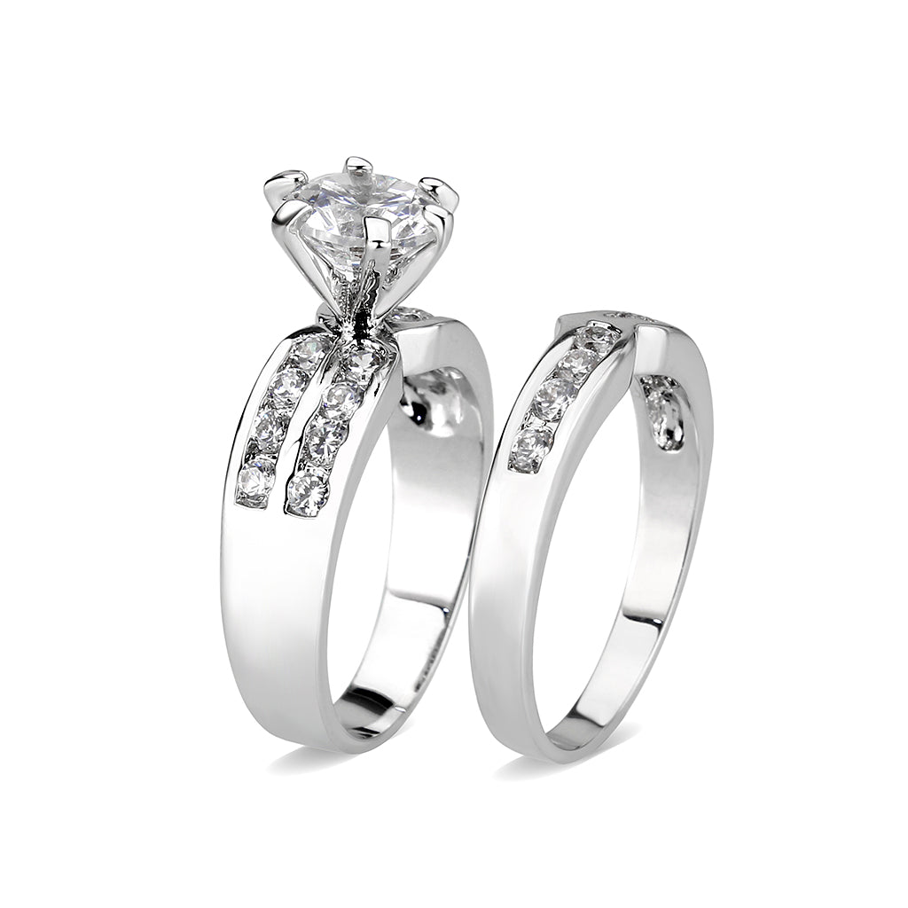LO5W006- Rhodium Plated Ring with CZ In Clear-4