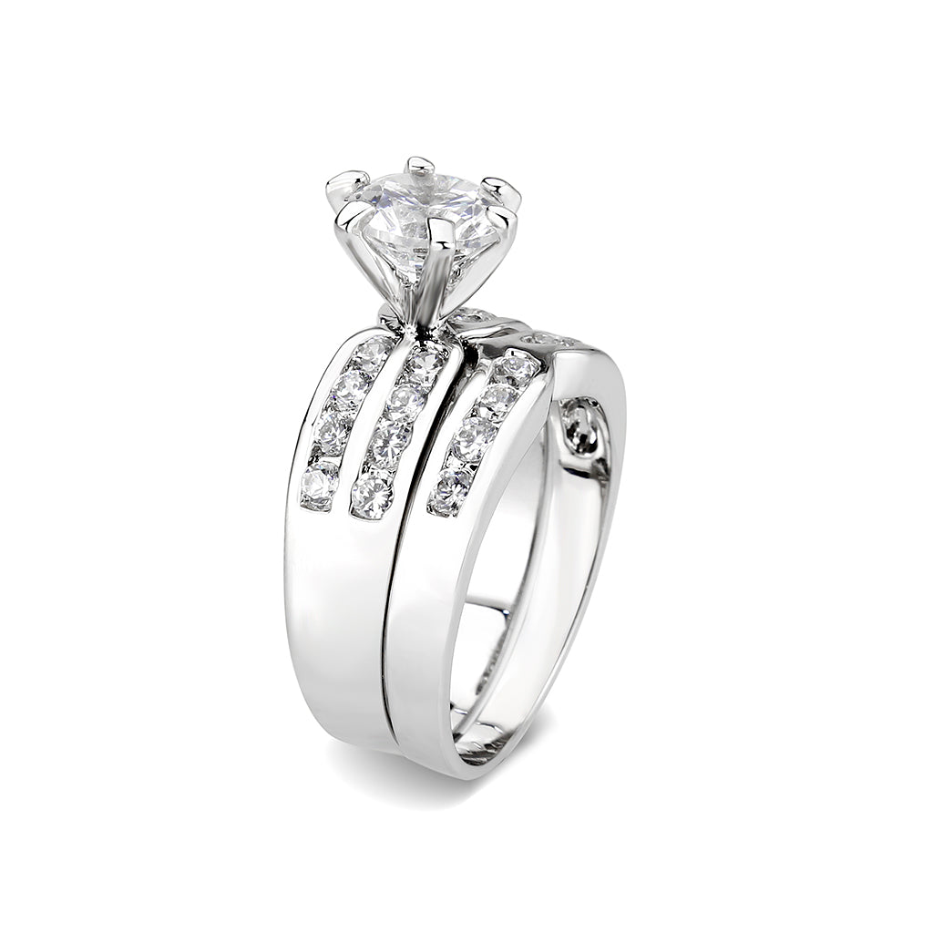 LO5W006- Rhodium Plated Ring with CZ In Clear-3
