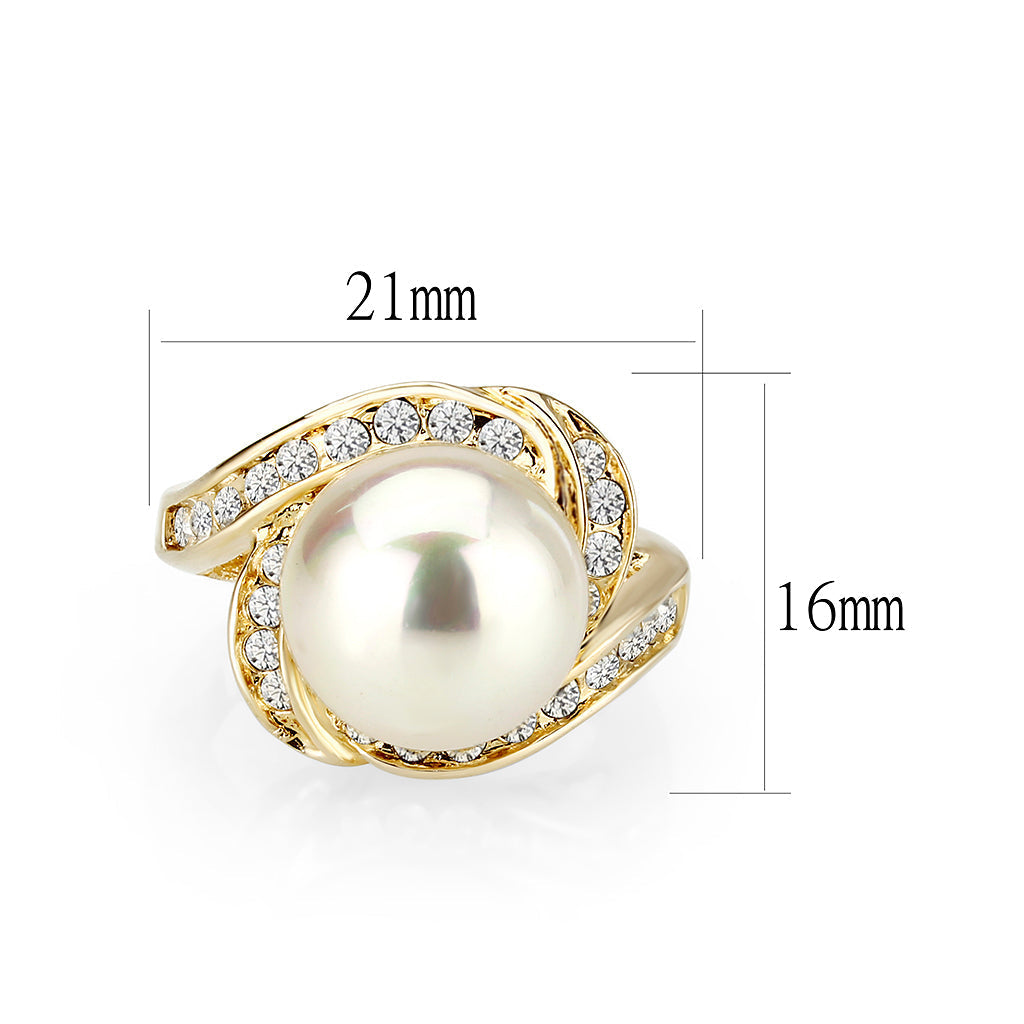 LO5W007- IP Gold Plated Ring with Peral In White-1