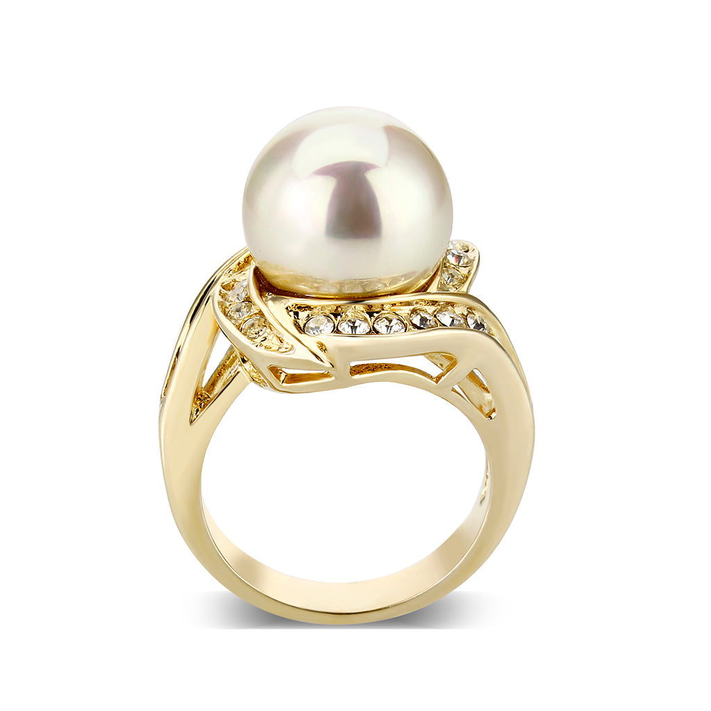 LO5W007- IP Gold Plated Ring with Peral In White-2