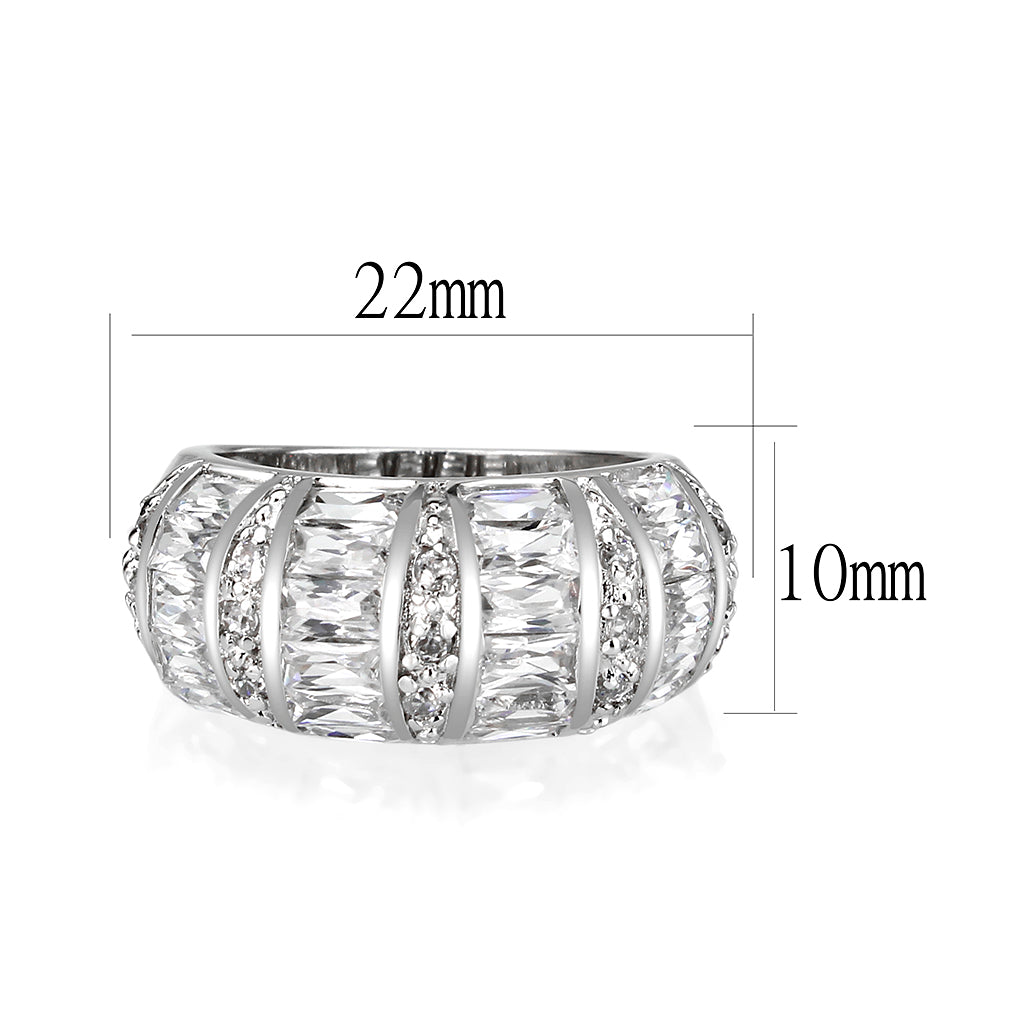 LO5W010- Rhodium Plated Ring with Crystal Glass In Clear-1