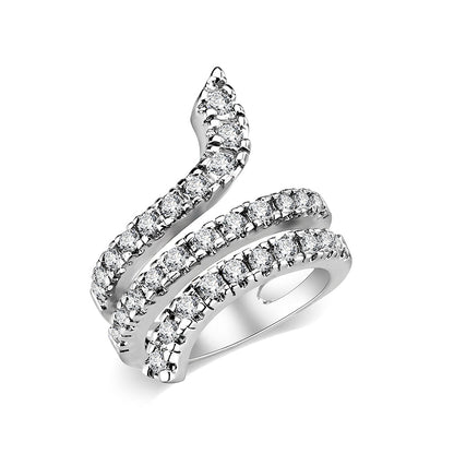 LO5W011- Rhodium Plated Ring with Crystal Glass In Clear-0