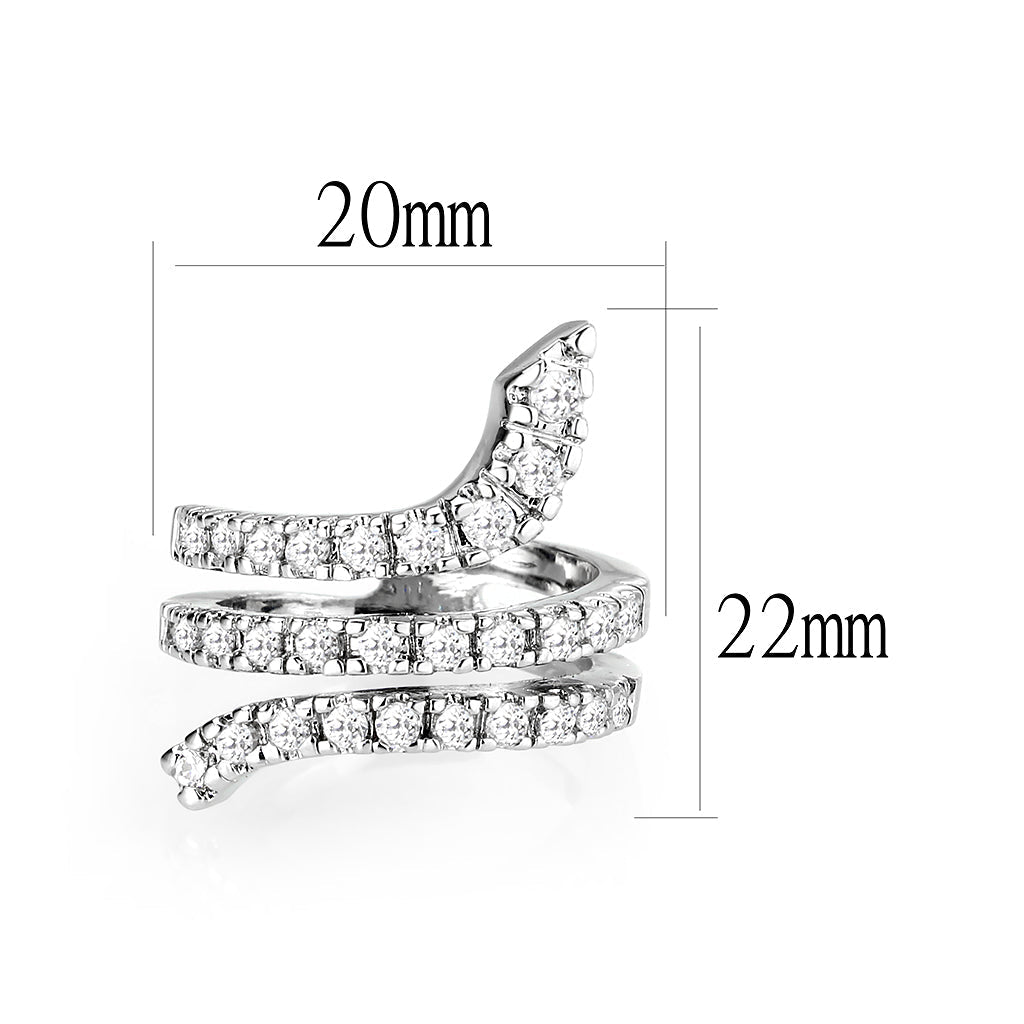 LO5W011- Rhodium Plated Ring with Crystal Glass In Clear-1