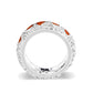 LO5W012- Rhodium Plated Ring with Crystal Glass In Red-2