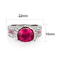 LO5W040 - Rhodium Brass Ring with CZ in Red-1