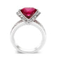 LO5W040 - Rhodium Brass Ring with CZ in Red-2