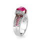 LO5W040 - Rhodium Brass Ring with CZ in Red-3