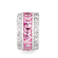 LO5W043- Rhodium Plated Brass Ring with CZ IN Pink-3
