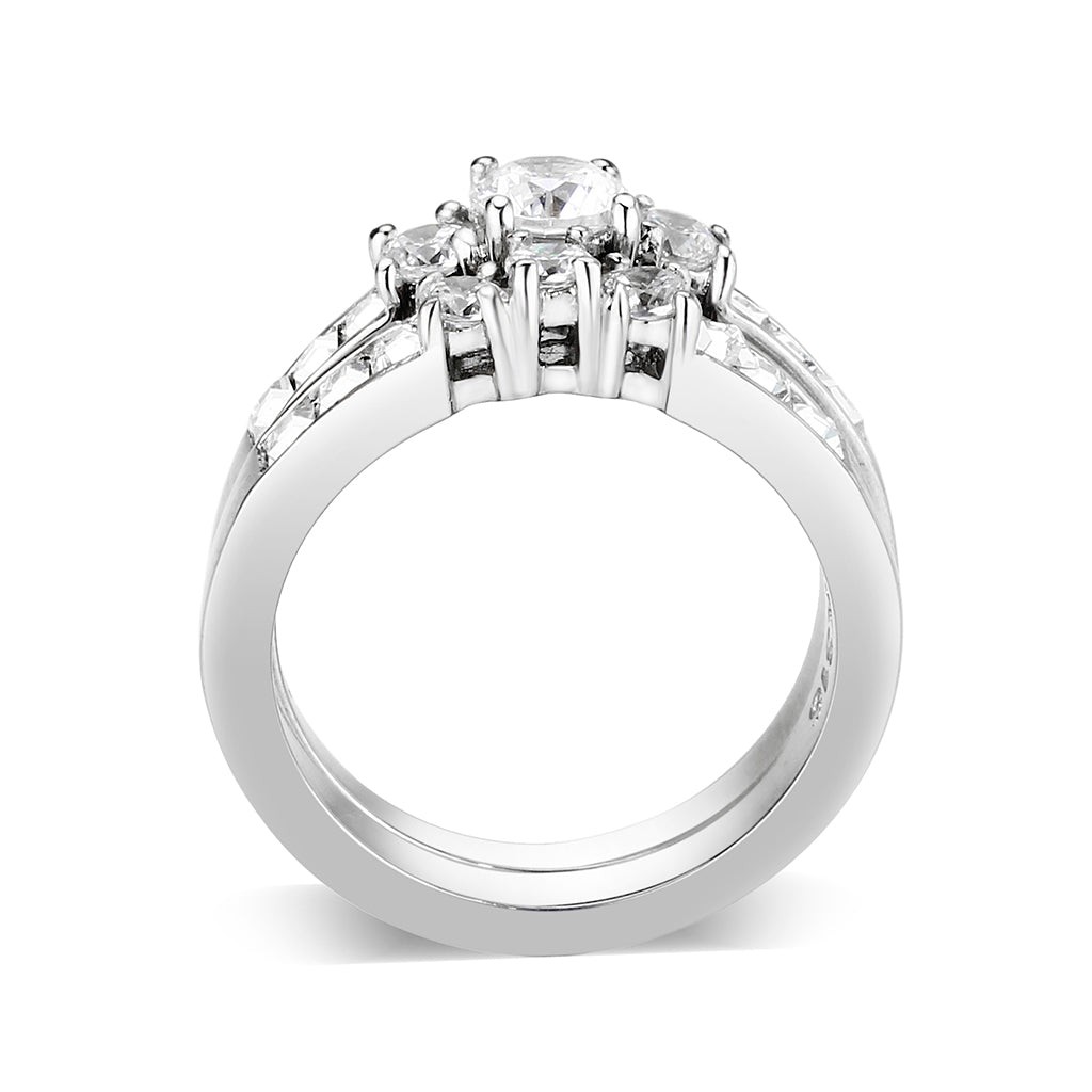 LO5W044- Rhodium Plated Brass Ring with CZ In Clear-2