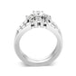 LO5W044- Rhodium Plated Brass Ring with CZ In Clear-2
