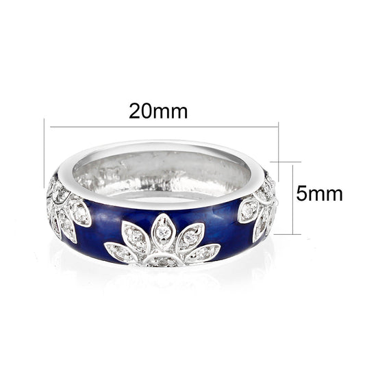 LO5W046- Rhodium Plated Brass Ring with Synthetic  In Clear-1