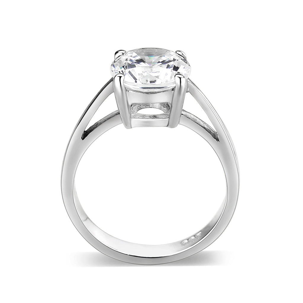 LO5W051- Rhodium Plated Brass Ring with CZ In Clear-2