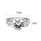 LO5S053- Sterling Silver Ring with CZ In Clear High Polished( NO Plating)-1