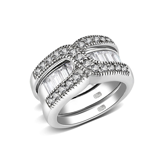 LO5S056- Sterling Silver Ring with CZ In Clear High Polished( NO Plating)-0