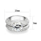 LO5S058- Sterling Silver Ring with CZ In Clear High Polished( NO Plating)-1
