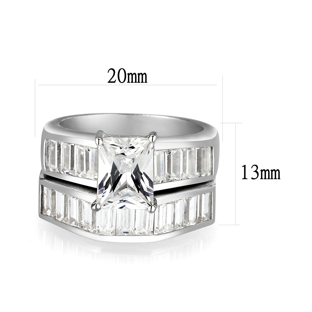 LO5S059- Sterling Silver Ring with CZ In Clear High Polished( NO Plating)-1