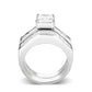LO5S059- Sterling Silver Ring with CZ In Clear High Polished( NO Plating)-2