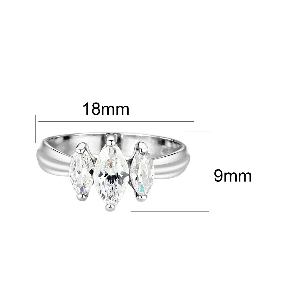 LO5S061- Sterling Silver Ring with CZ In Clear High Polished( NO Plating)-1