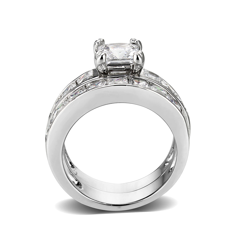 LO5W063- Rhodium Plated Brass Ring with CZ In Clear-2