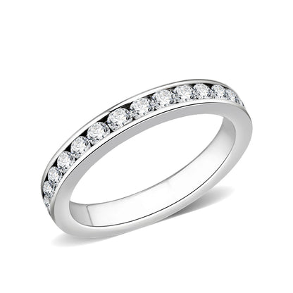 LO5S081- Sterling Silver Ring with CZ In Clear High Polished( NO Plating)-0