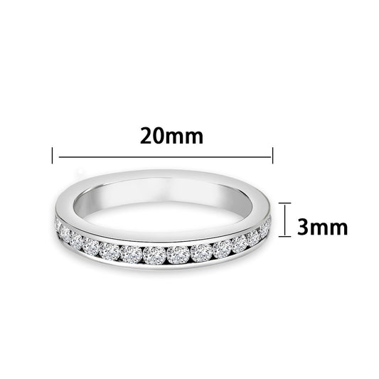 LO5S081- Sterling Silver Ring with CZ In Clear High Polished( NO Plating)-1