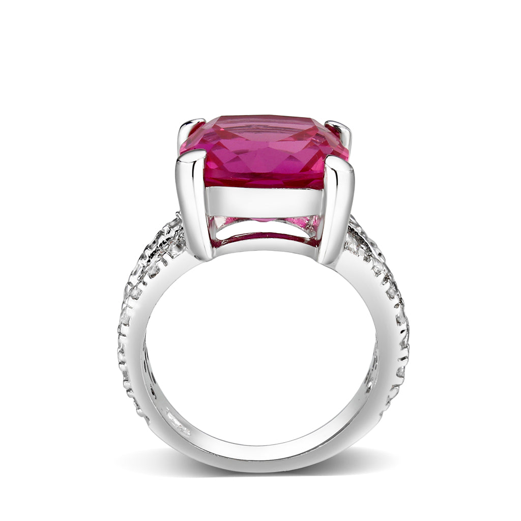 LO5S084- Sterling Silver Ring with CZ In Ruby High Polished( NO Plating)-2