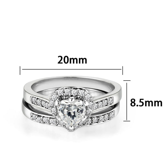 LO5W095- Rhodium  Plated Brass Ring with CZ In Clear-1