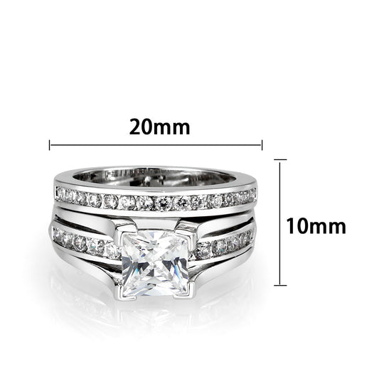 LO5W096- Rhodium Plated Brass Ring with CZ In Clear-1