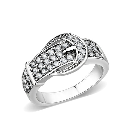 LO5W097-Rhodium Plated Brass Ring with CZ In Clear-0