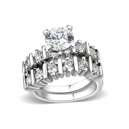 LO5W098- Rhodium Plated Brass Ring with CZ In Clear-0