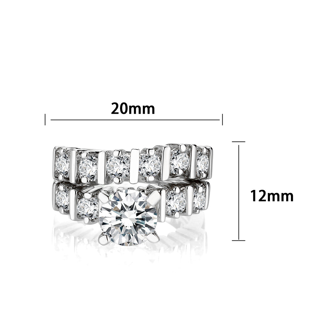LO5W098- Rhodium Plated Brass Ring with CZ In Clear-1