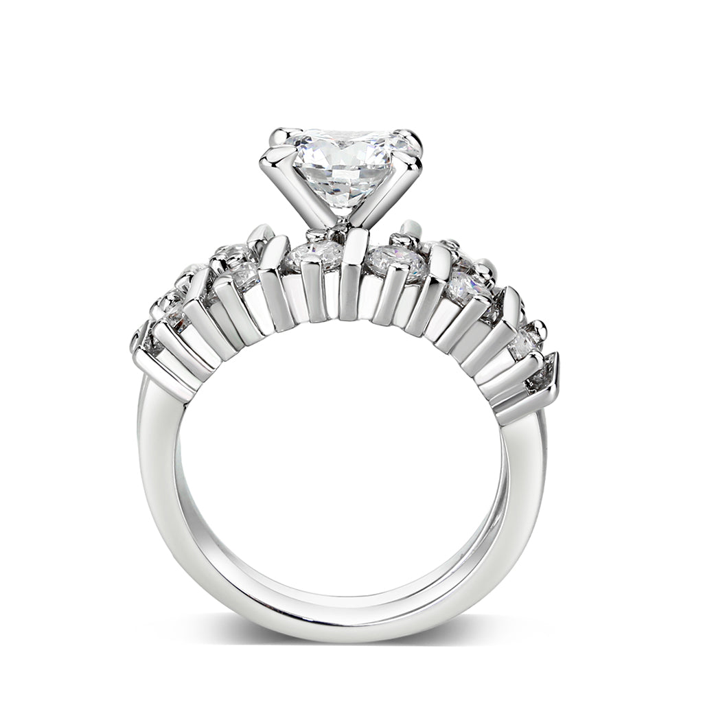 LO5W098- Rhodium Plated Brass Ring with CZ In Clear-2