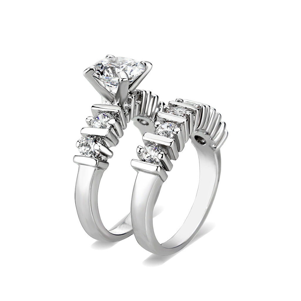 LO5W098- Rhodium Plated Brass Ring with CZ In Clear-3