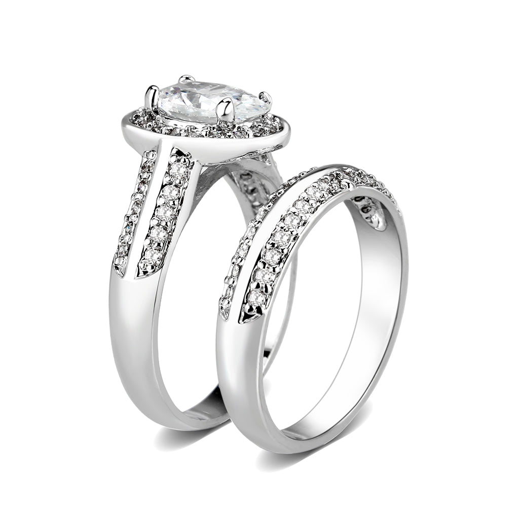 LO5W099- Rhodium Plated Brass Ring with CZ In Clear-3