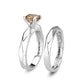 LO5W102- Rhodium Brass Ring with CZ In Champagne Color-3